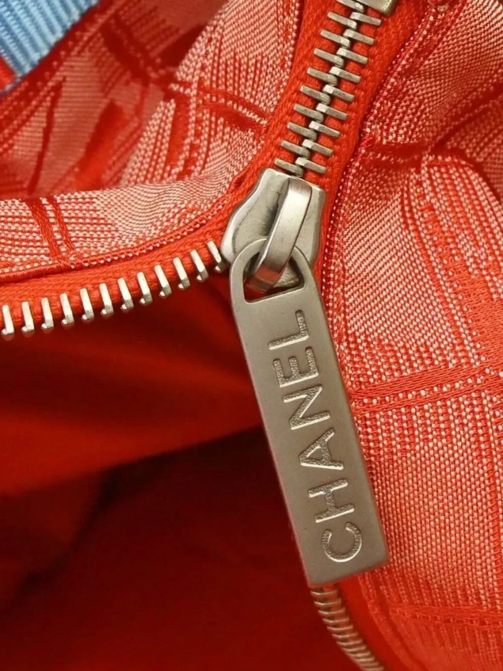 Chanel Red Jacquard Nylon Travel Line Tote Handbag 188853